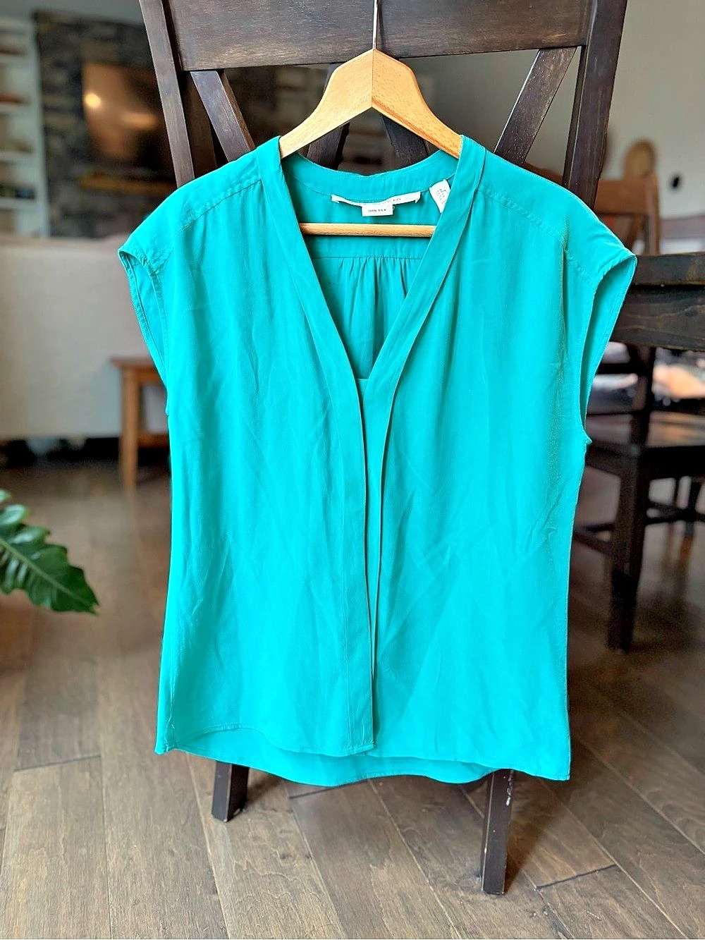 Max Studio Silk Blouse in Blue Size Medium